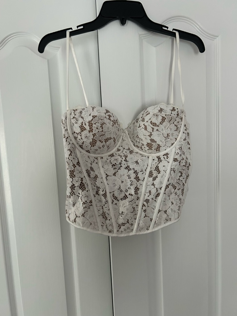 Lace Bustier Crop Top Bra - Ivory